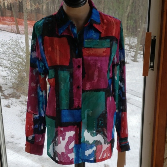 NWT c.l.o.t.h.e.s. BUTTON DOWN SHEER TOP - Picture 7 of 8